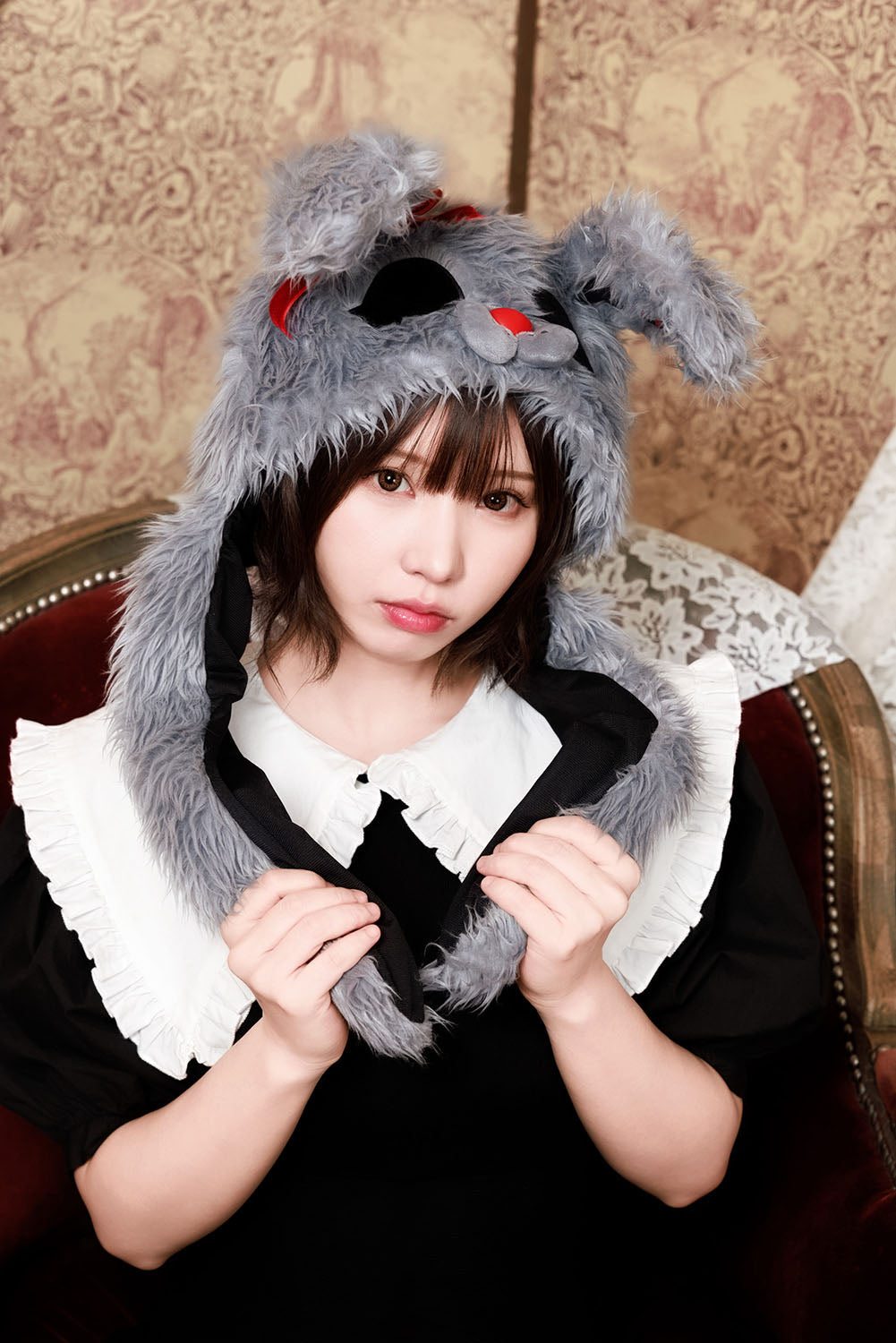 [NEW] コスプレ小物 ハロウィン 帽子 うさぎ パタパタハット ホラーラビット ユニセックス グレー 【クリアストーン】