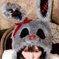 [NEW] コスプレ小物 ハロウィン 帽子 うさぎ パタパタハット ホラーラビット ユニセックス グレー 【クリアストーン】