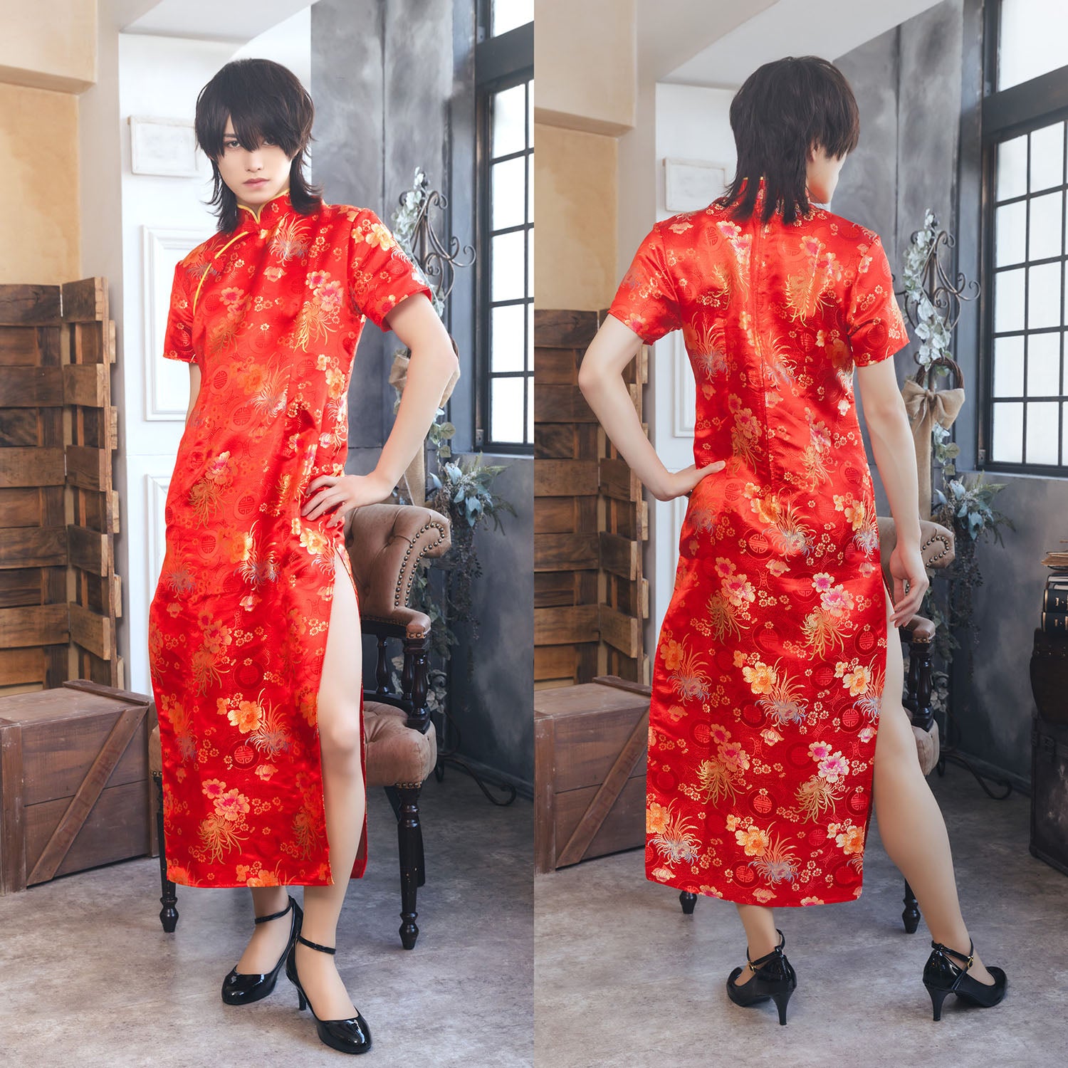 北京恋 エンドレス・チャイナ 北京恋 エンドレス・チャイナ チャイナドレス 梅柄ロング | BODYLINE