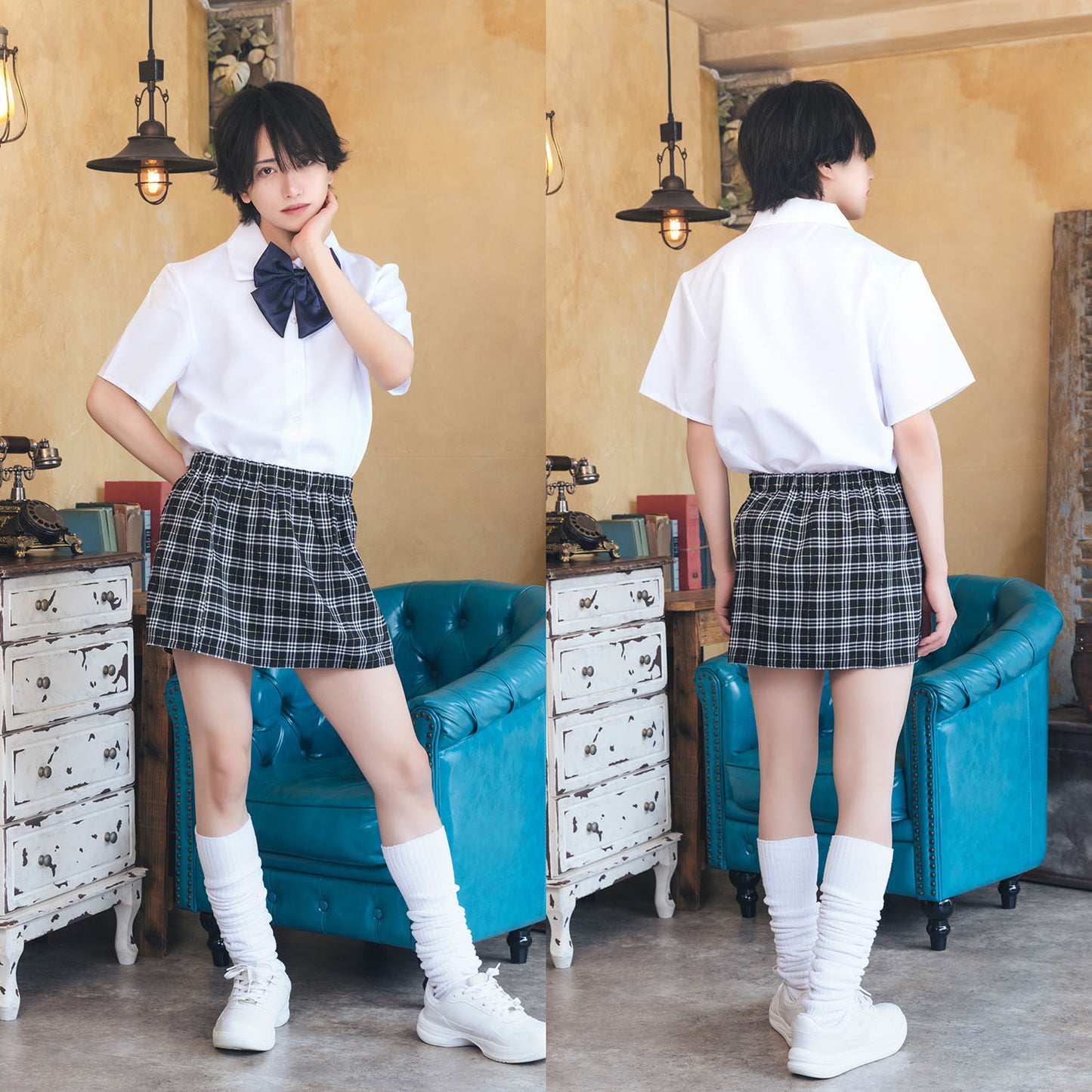[NEW] コスプレ ハロウィン 女子高生 ハニーボーイ 制服 ユニセックス フリーサイズ ホワイト 【クリアストーン】