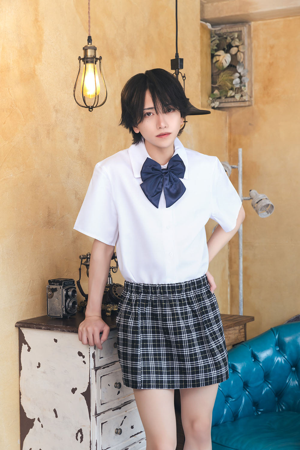 [NEW] コスプレ ハロウィン 女子高生 ハニーボーイ 制服 ユニセックス フリーサイズ ホワイト 【クリアストーン】