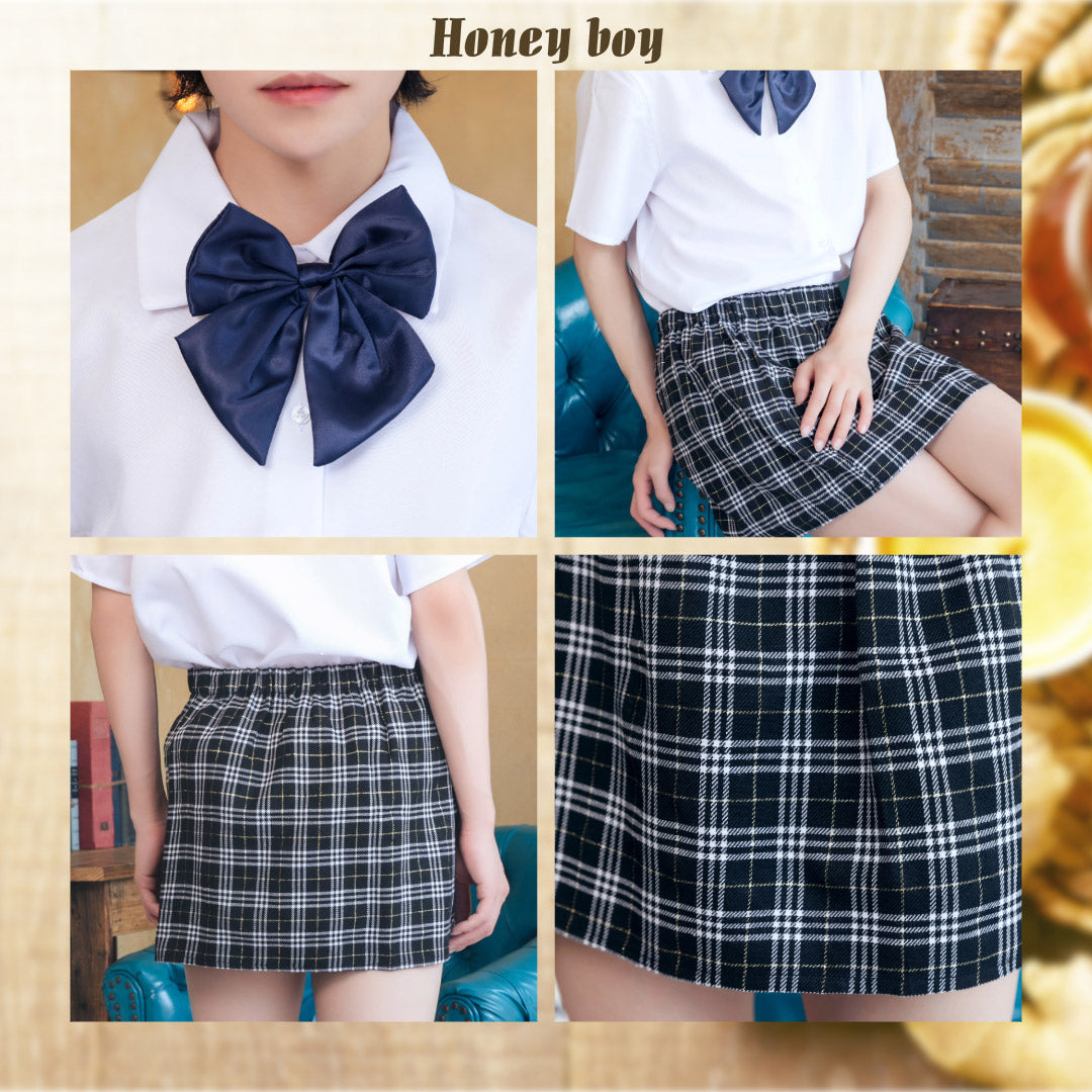 [NEW] コスプレ ハロウィン 女子高生 ハニーボーイ 制服 ユニセックス フリーサイズ ホワイト 【クリアストーン】