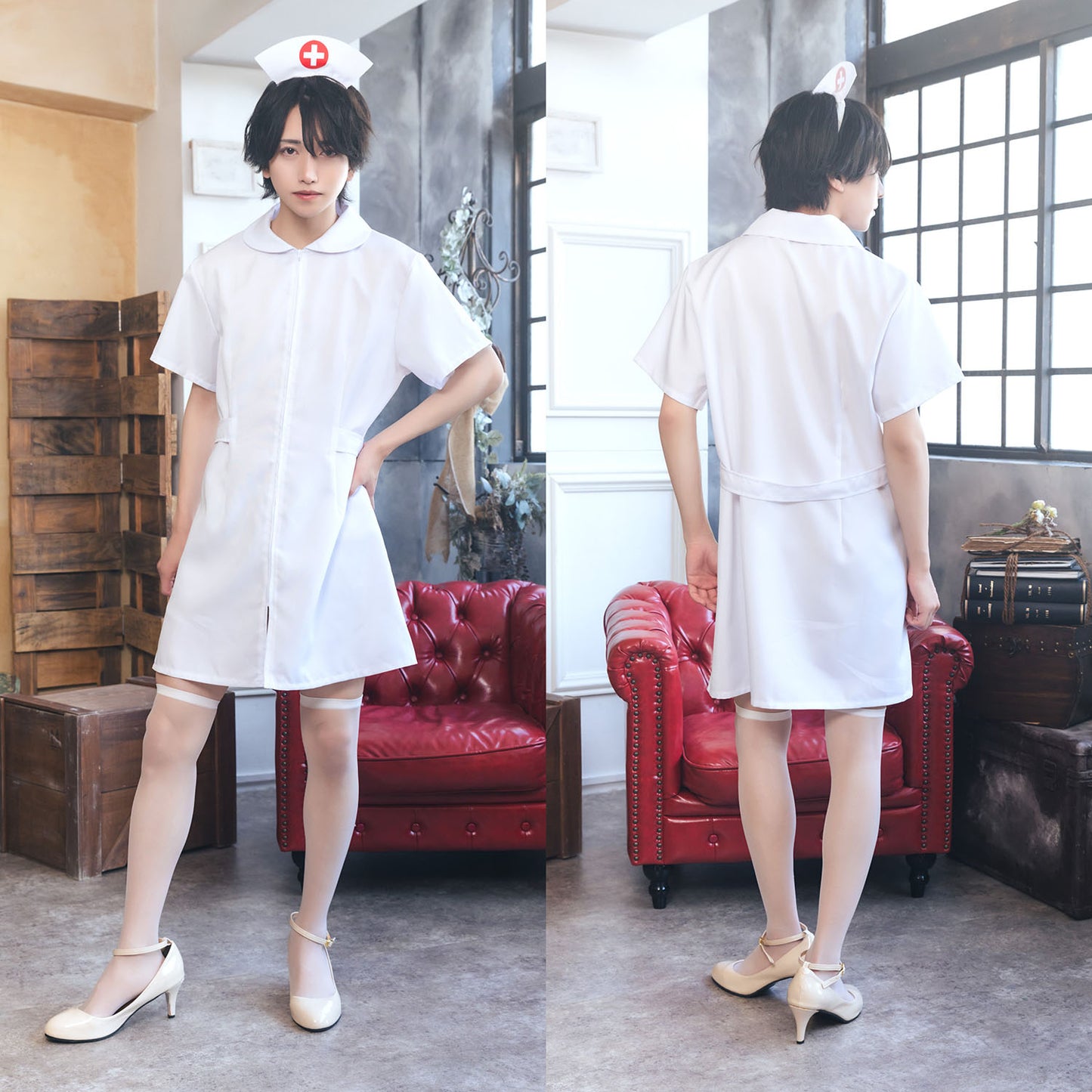 [NEW] コスプレ ハロウィン 看護師 ハニーボーイ ナース ユニセックス フリーサイズ ホワイト 【クリアストーン】