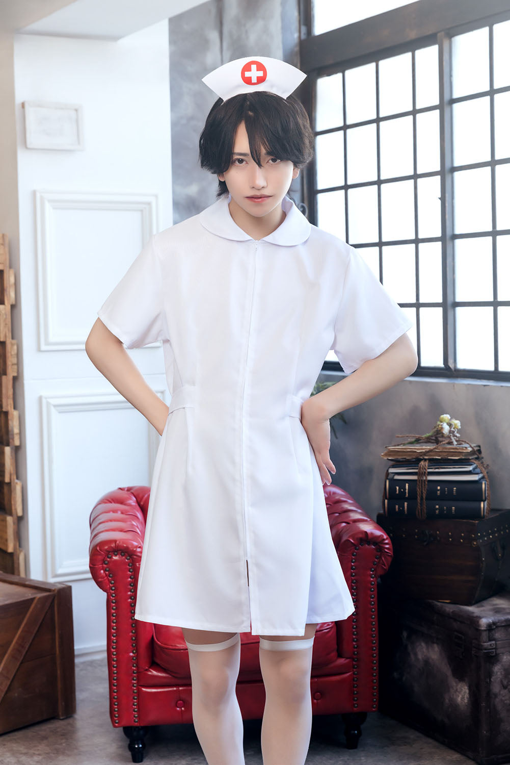 [NEW] コスプレ ハロウィン 看護師 ハニーボーイ ナース ユニセックス フリーサイズ ホワイト 【クリアストーン】