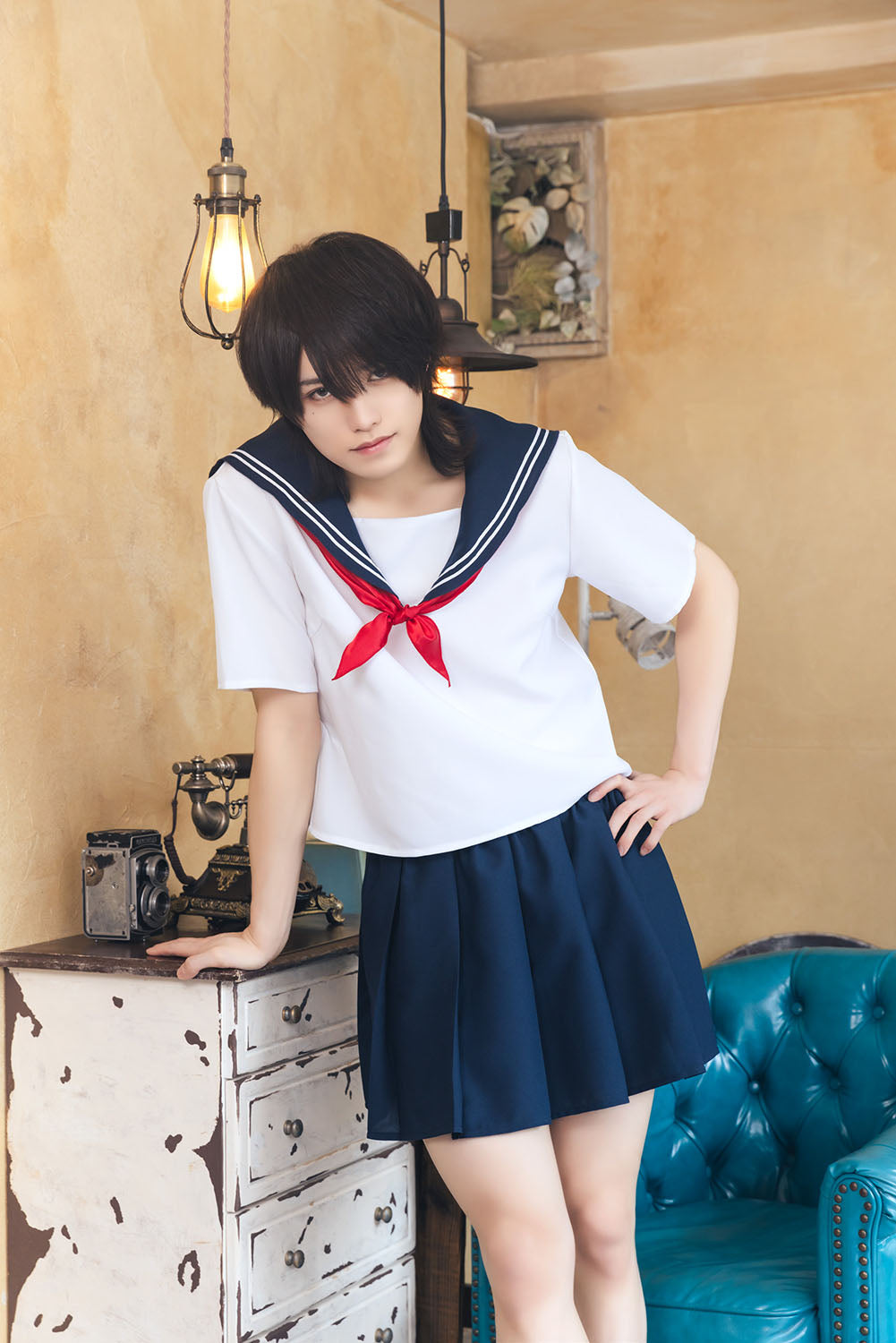 [NEW] コスプレ ハロウィン 制服 ハニーボーイ セーラー ユニセックス フリーサイズ ネイビー 【クリアストーン】