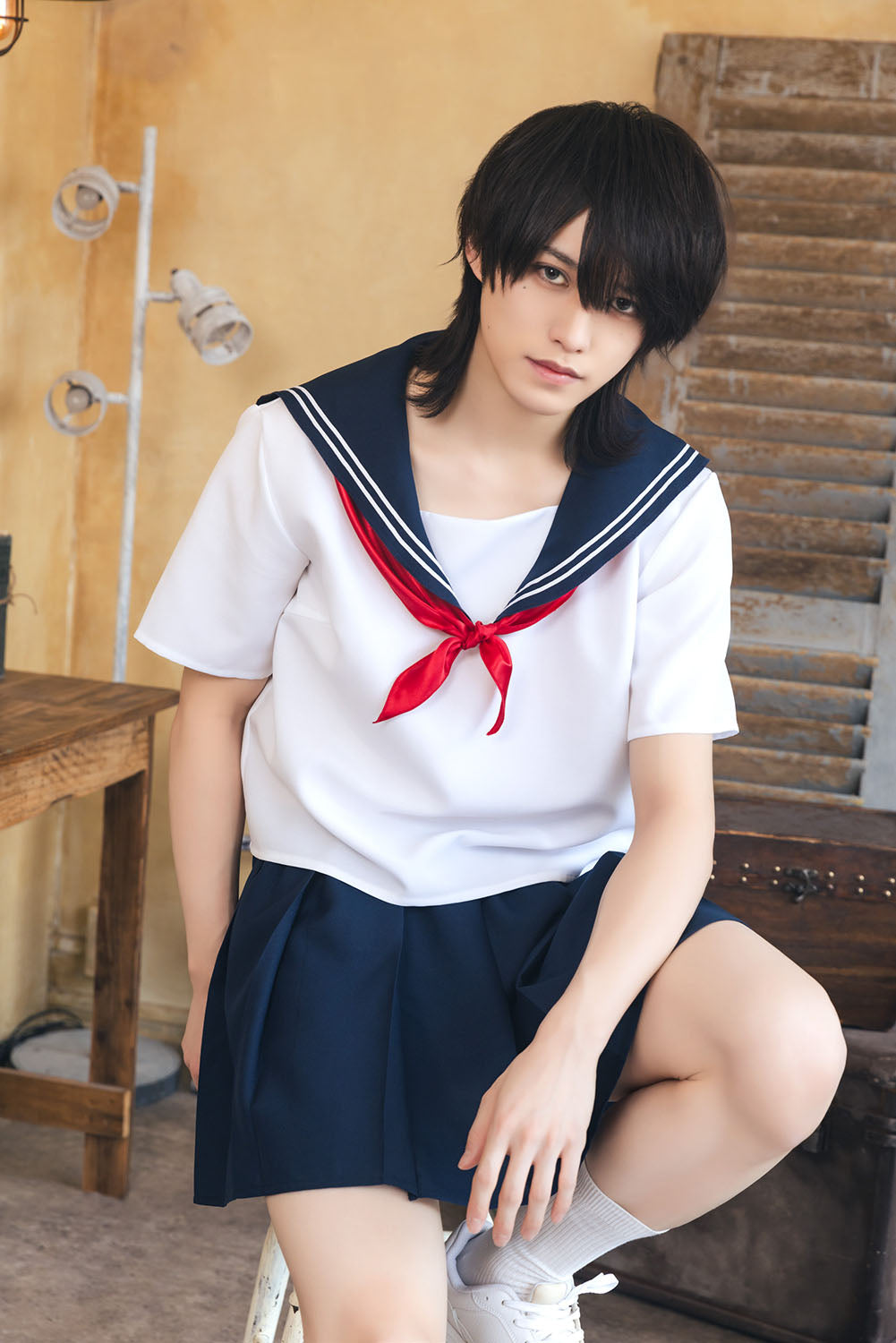 [NEW] コスプレ ハロウィン 制服 ハニーボーイ セーラー ユニセックス フリーサイズ ネイビー 【クリアストーン】