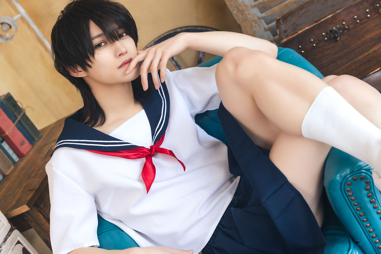 [NEW] コスプレ ハロウィン 制服 ハニーボーイ セーラー ユニセックス フリーサイズ ネイビー 【クリアストーン】