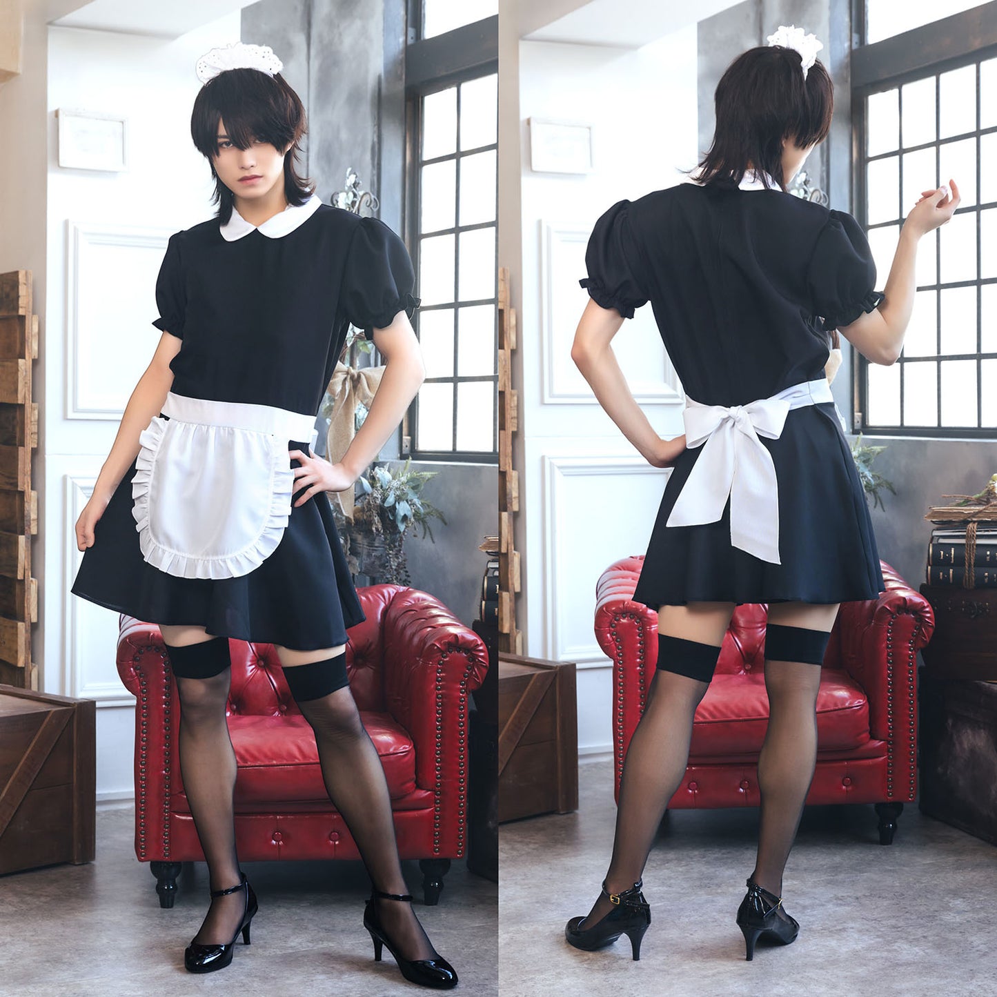 [NEW] コスプレ ハロウィン ハニーボーイ メイド ユニセックス フリーサイズ ブラック 【クリアストーン】