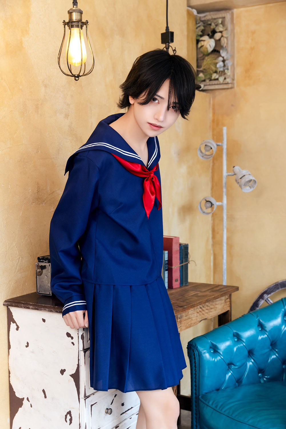 [NEW] コスプレ ハロウィン 制服 ハニーボーイ ネイビーセーラー ユニセックス フリーサイズ ネイビー 【クリアストーン】