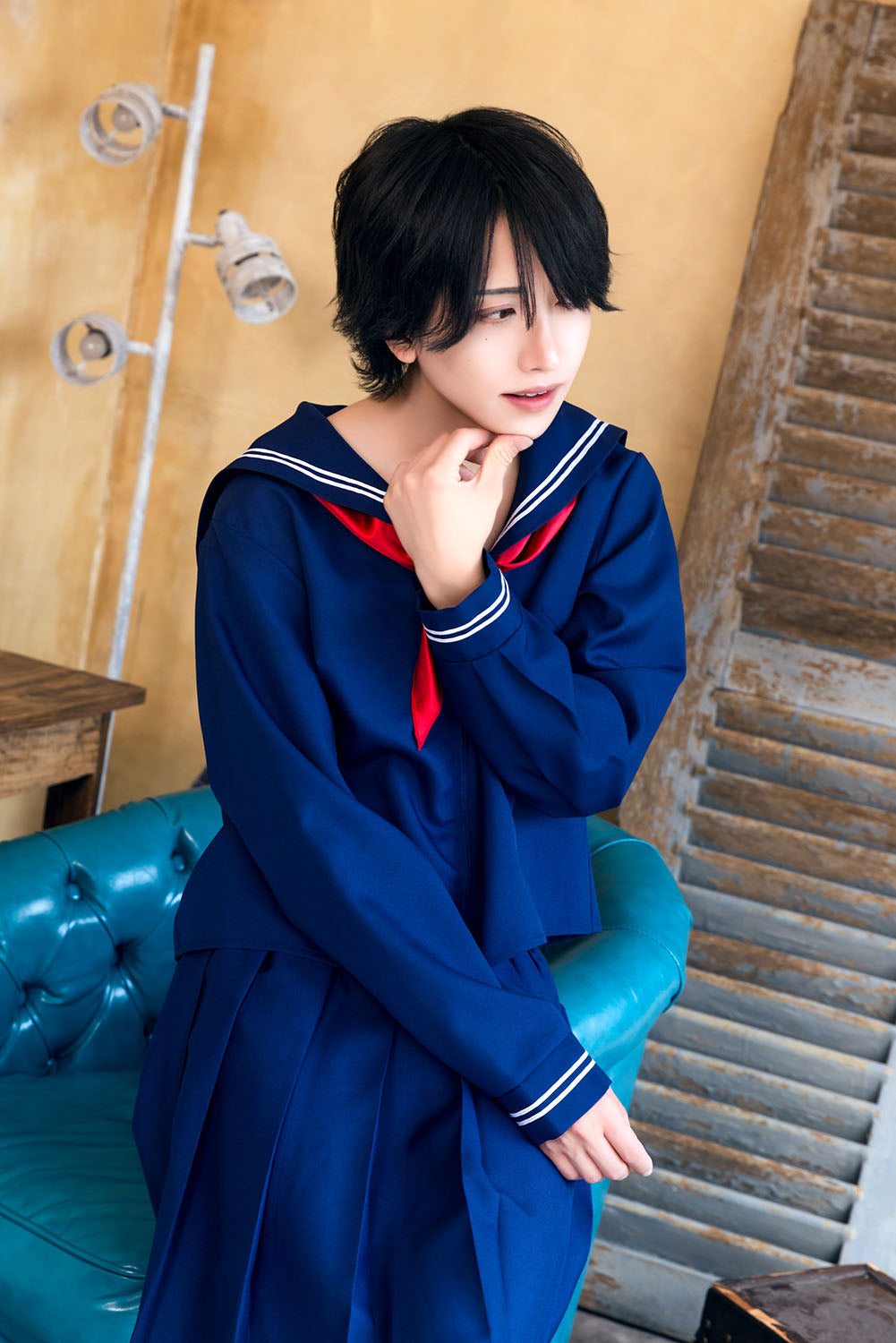 [NEW] コスプレ ハロウィン 制服 ハニーボーイ ネイビーセーラー ユニセックス フリーサイズ ネイビー 【クリアストーン】