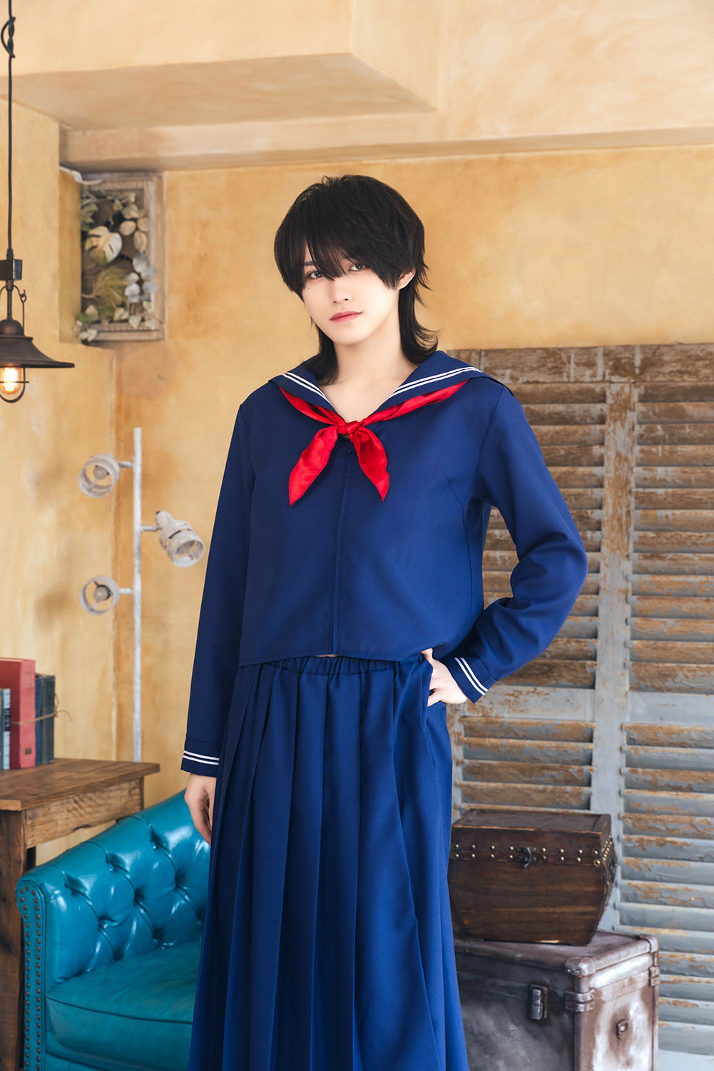 [NEW] コスプレ ハロウィン 制服 ハニーボーイ スケバンセーラー ユニセックス フリーサイズ ネイビー 【クリアストーン】