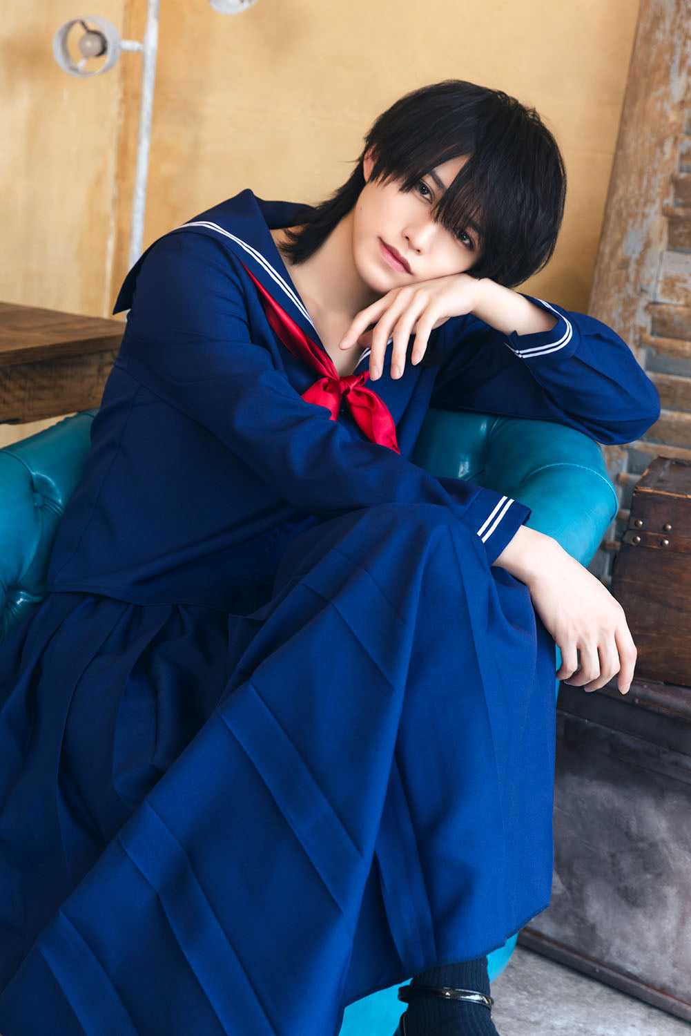 [NEW] コスプレ ハロウィン 制服 ハニーボーイ スケバンセーラー ユニセックス フリーサイズ ネイビー 【クリアストーン】