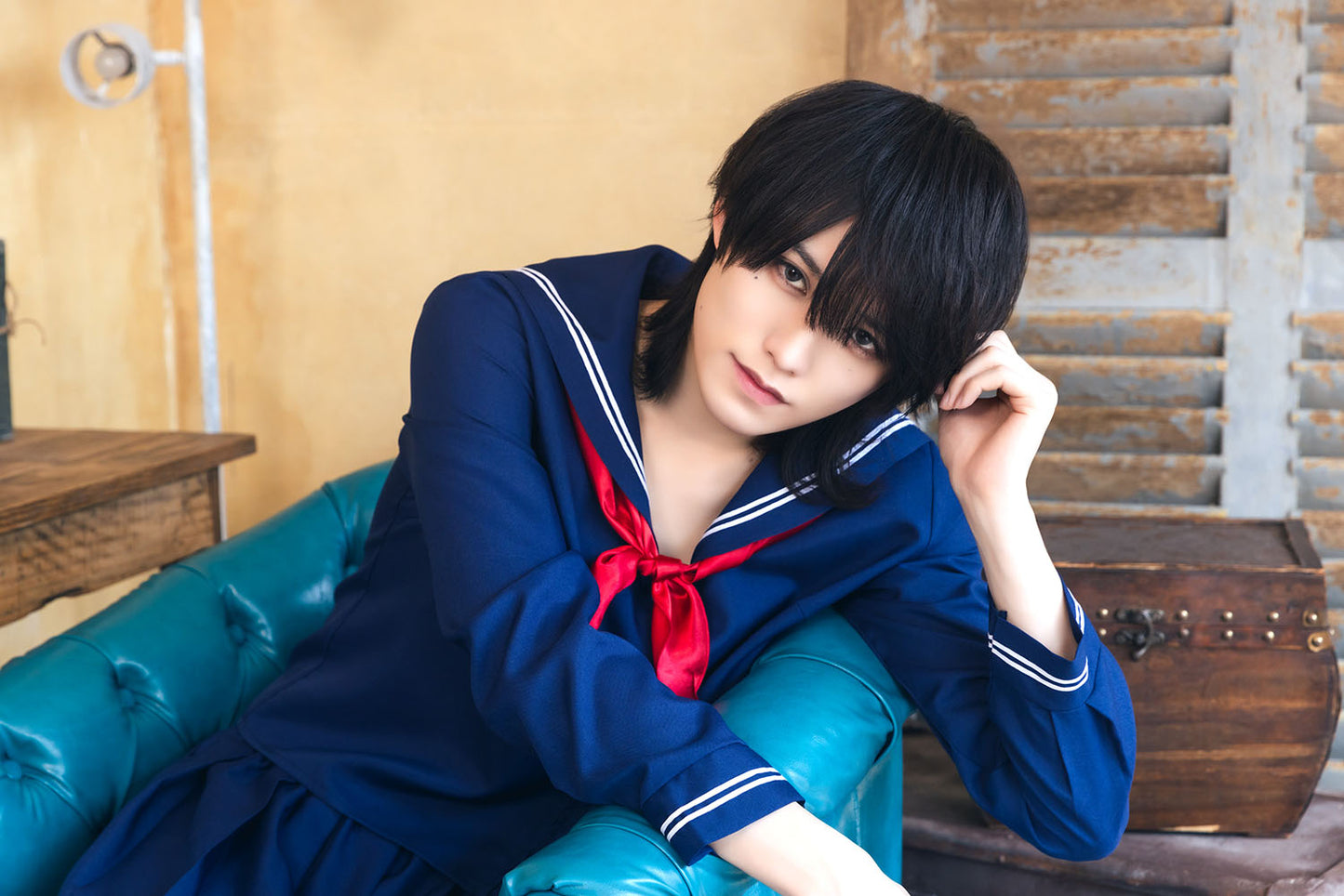 [NEW] コスプレ ハロウィン 制服 ハニーボーイ スケバンセーラー ユニセックス フリーサイズ ネイビー 【クリアストーン】