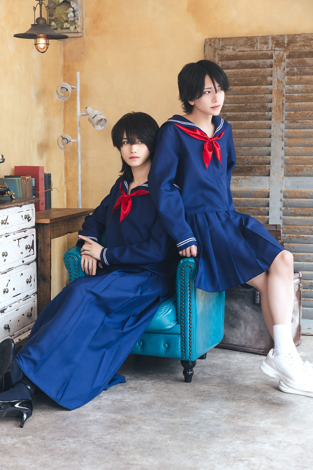 [NEW] コスプレ ハロウィン 制服 ハニーボーイ スケバンセーラー ユニセックス フリーサイズ ネイビー 【クリアストーン】