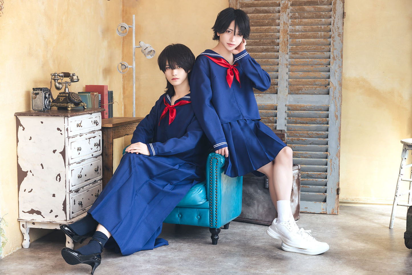 [NEW] コスプレ ハロウィン 制服 ハニーボーイ スケバンセーラー ユニセックス フリーサイズ ネイビー 【クリアストーン】