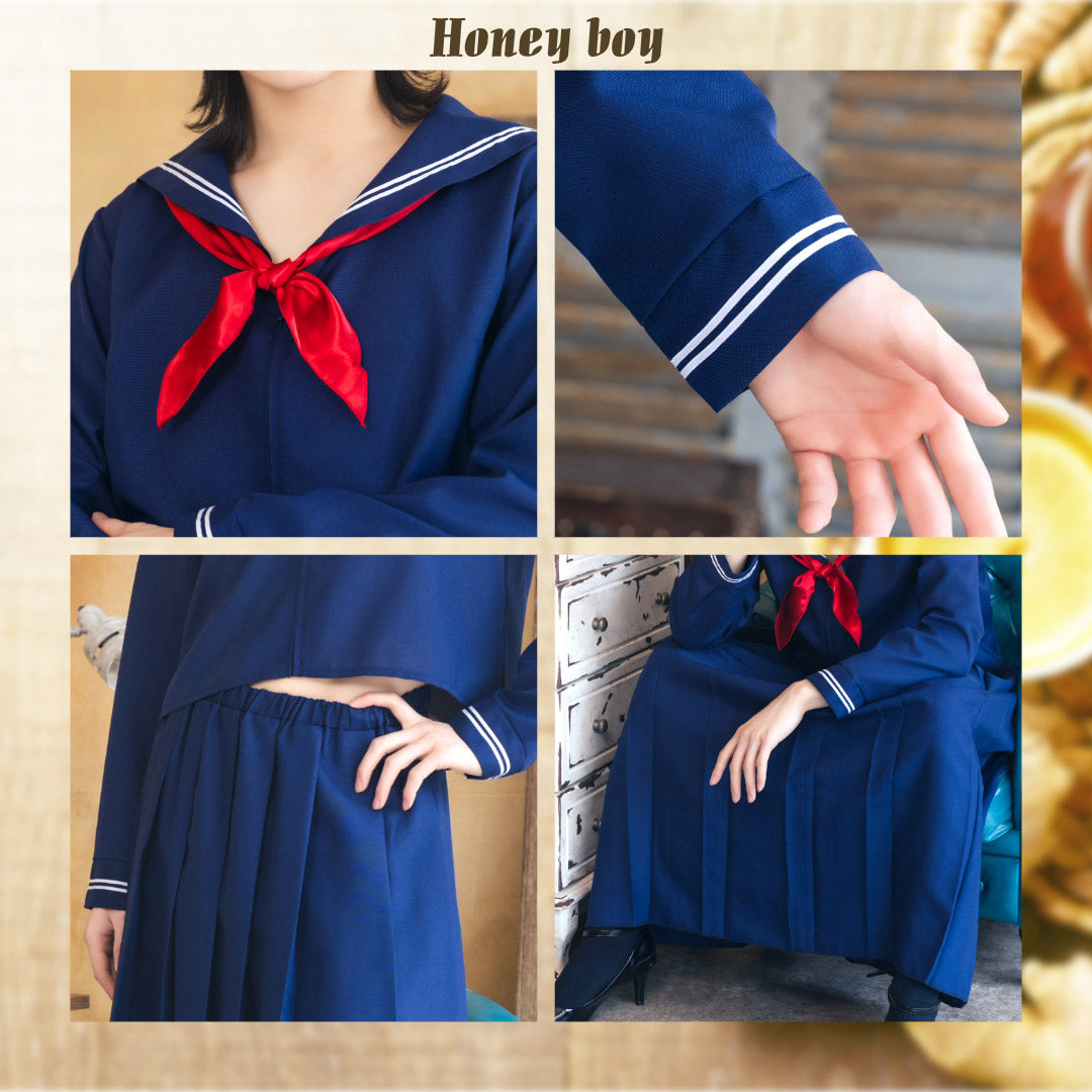 [NEW] コスプレ ハロウィン 制服 ハニーボーイ スケバンセーラー ユニセックス フリーサイズ ネイビー 【クリアストーン】
