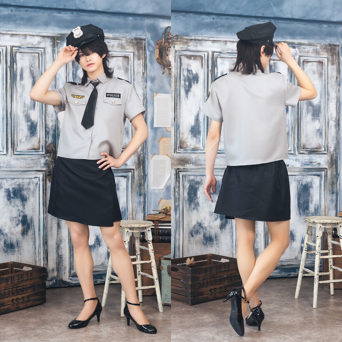 [NEW] コスプレ ハロウィン 警察 ハニーボーイ グレイッシュポリス ユニセックス フリーサイズ グレー 【クリアストーン】