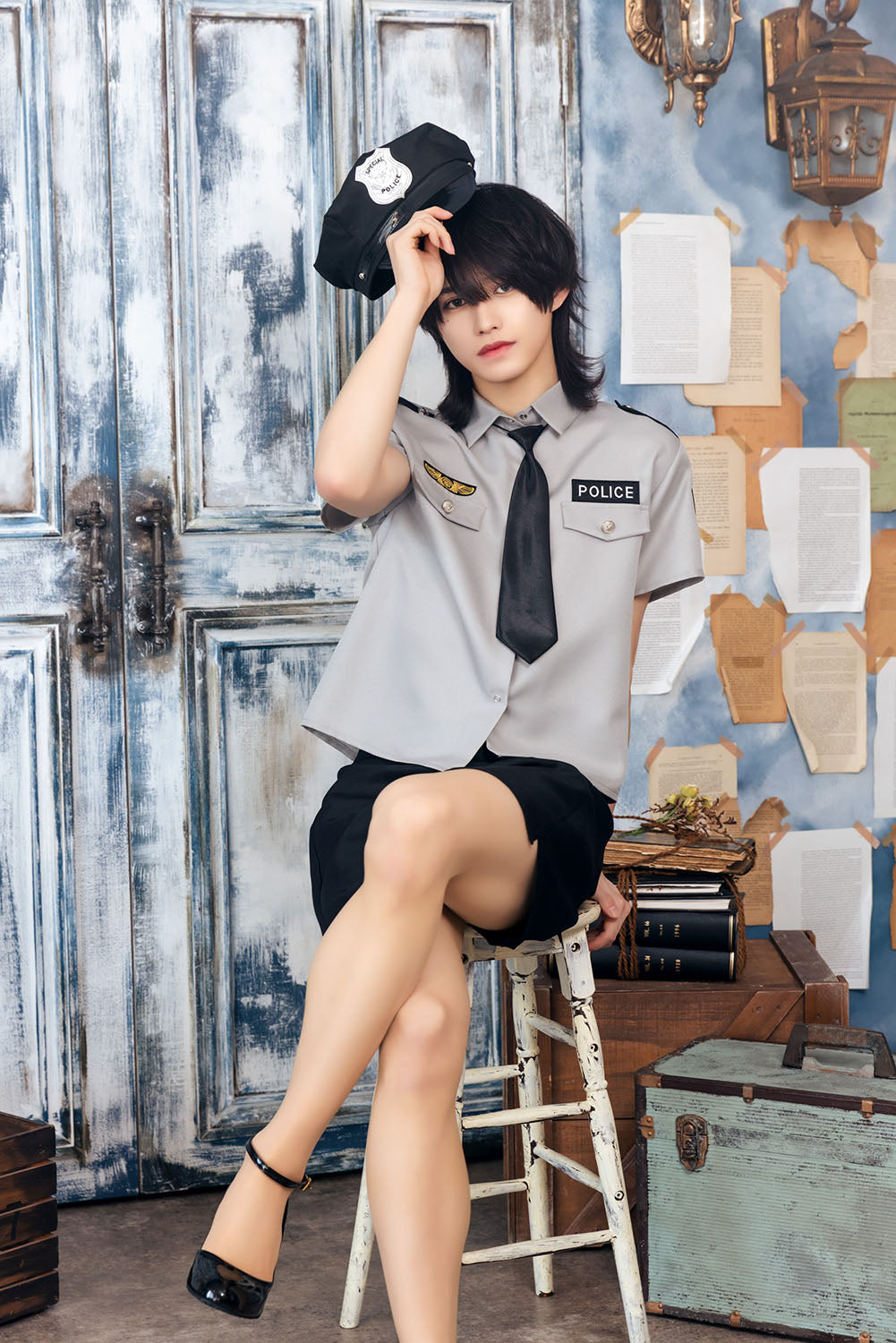 [NEW] コスプレ ハロウィン 警察 ハニーボーイ グレイッシュポリス ユニセックス フリーサイズ グレー 【クリアストーン】