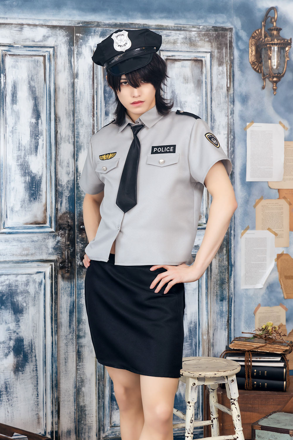 [NEW] コスプレ ハロウィン 警察 ハニーボーイ グレイッシュポリス ユニセックス フリーサイズ グレー 【クリアストーン】