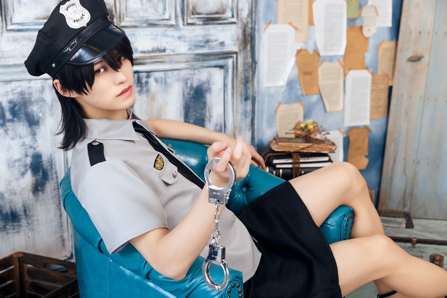 [NEW] コスプレ ハロウィン 警察 ハニーボーイ グレイッシュポリス ユニセックス フリーサイズ グレー 【クリアストーン】