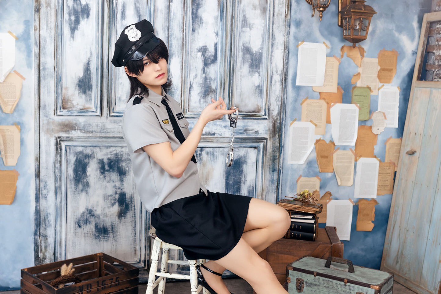 [NEW] コスプレ ハロウィン 警察 ハニーボーイ グレイッシュポリス ユニセックス フリーサイズ グレー 【クリアストーン】