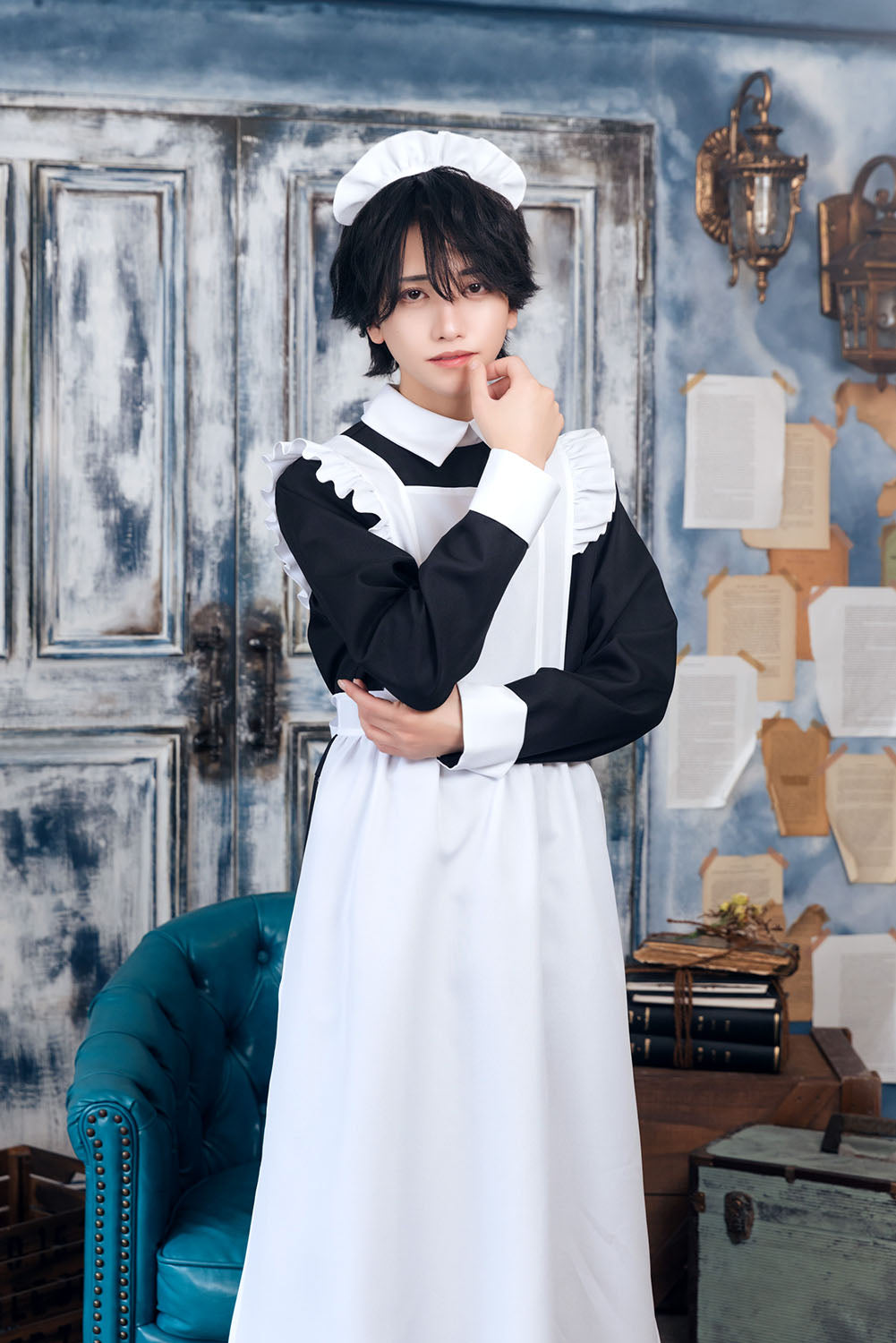 [NEW] コスプレ ハロウィン ハニーボーイ ロングメイド ユニセックス フリーサイズ ブラック 【クリアストーン】