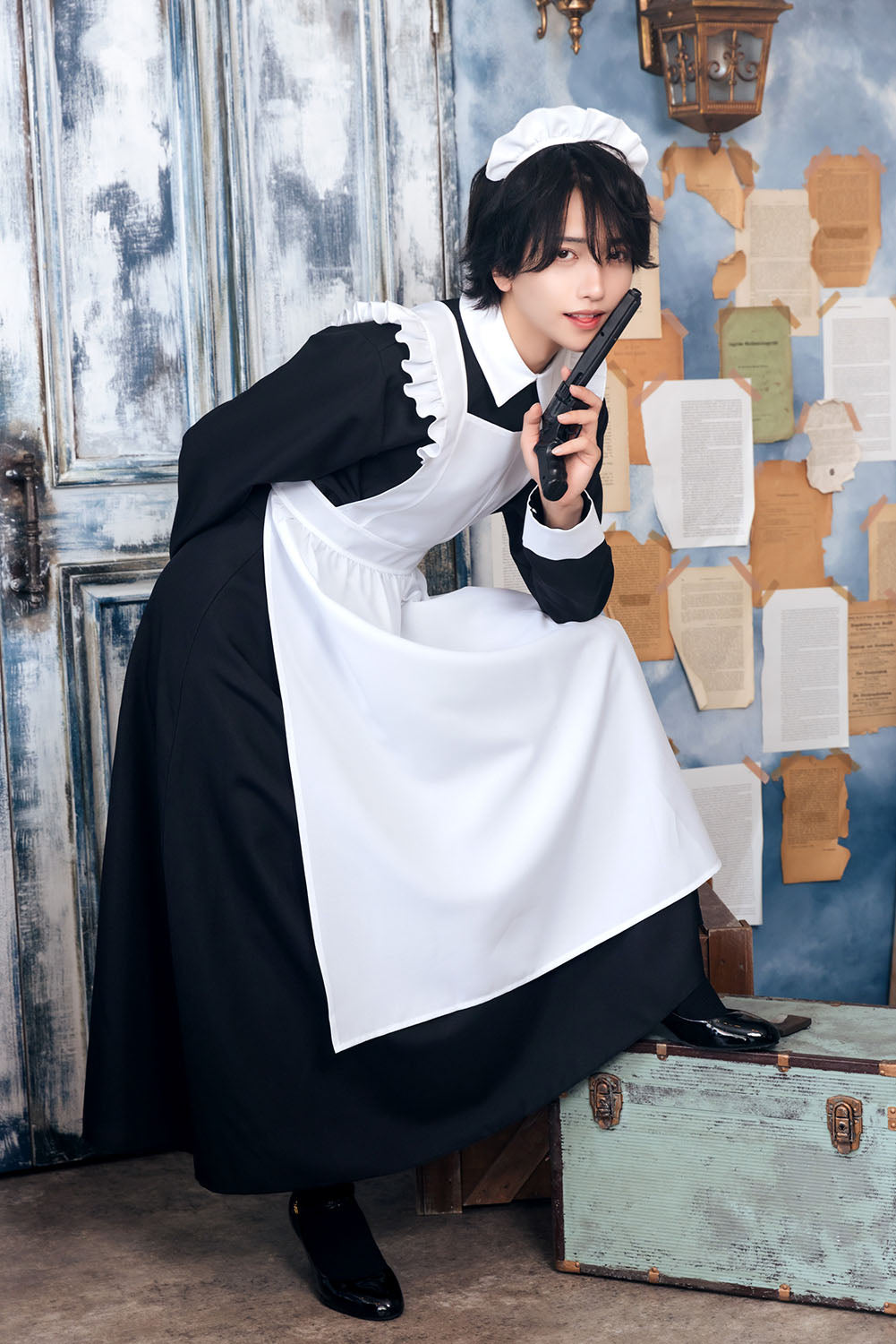 [NEW] コスプレ ハロウィン ハニーボーイ ロングメイド ユニセックス フリーサイズ ブラック 【クリアストーン】