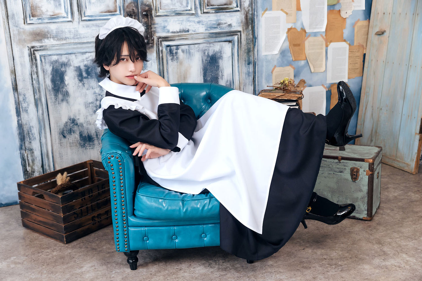 [NEW] コスプレ ハロウィン ハニーボーイ ロングメイド ユニセックス フリーサイズ ブラック 【クリアストーン】