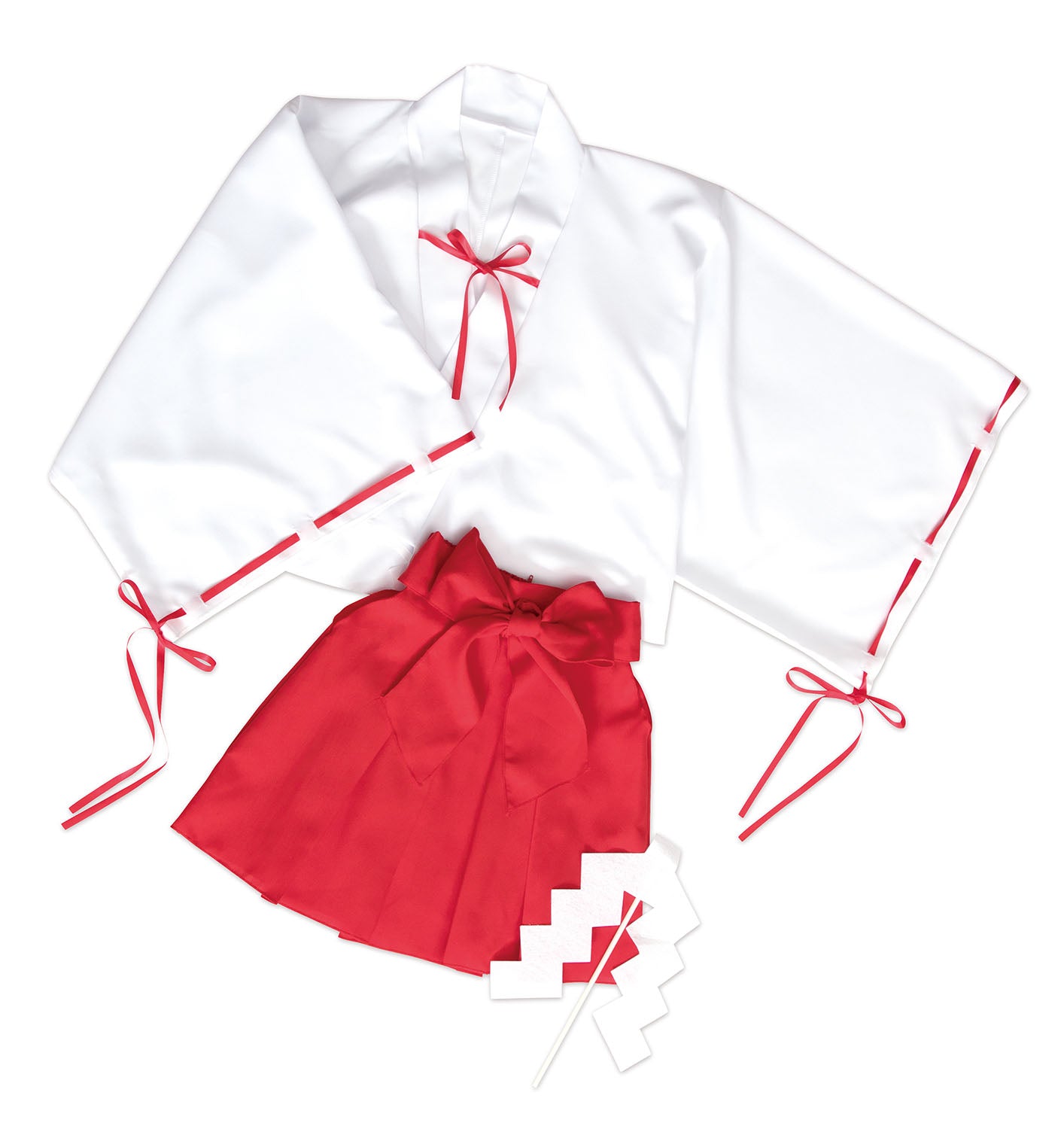 コスプレ 巫女さん 巫女 ミニ レディース フリーサイズ レッド【クリアストーン】♡