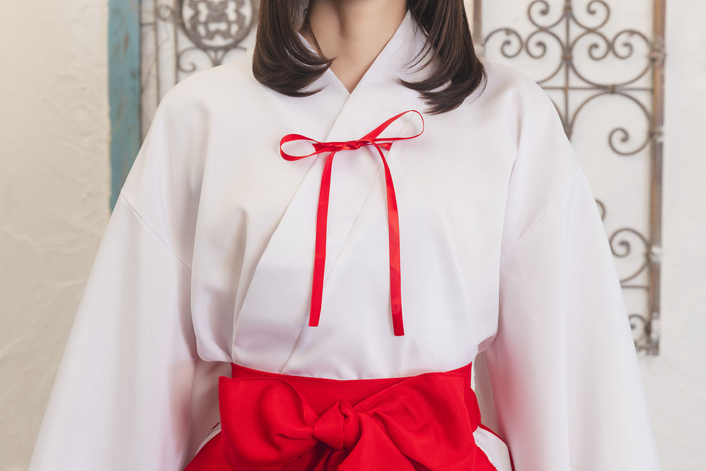 コスプレ 巫女さん 巫女 ミニ レディース フリーサイズ レッド【クリアストーン】♡