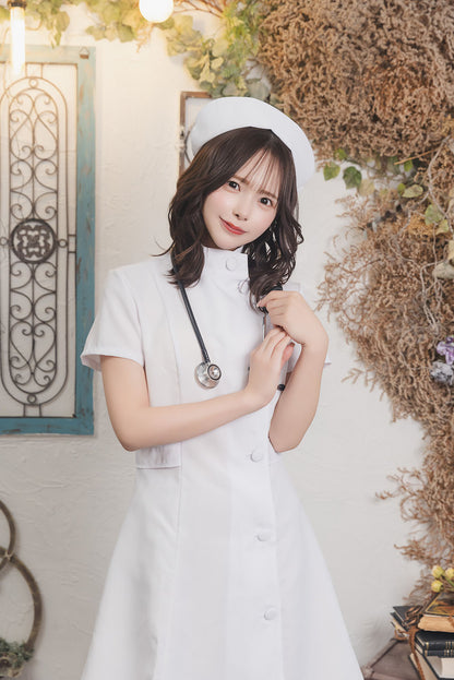 コスプレ ナース 看護師 ホワイト/ピンク レディース S M L 【クリアストーン】