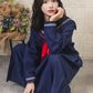 コスプレ 制服 セーラー ロング レディース フリーサイズ ネイビー【クリアストーン】