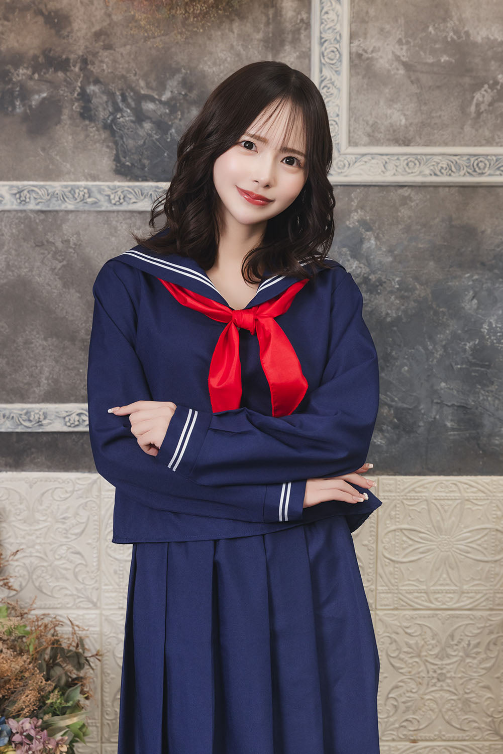 コスプレ 制服 セーラー ロング レディース フリーサイズ ネイビー【クリアストーン】