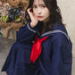 コスプレ 制服 セーラー ロング レディース フリーサイズ ネイビー【クリアストーン】