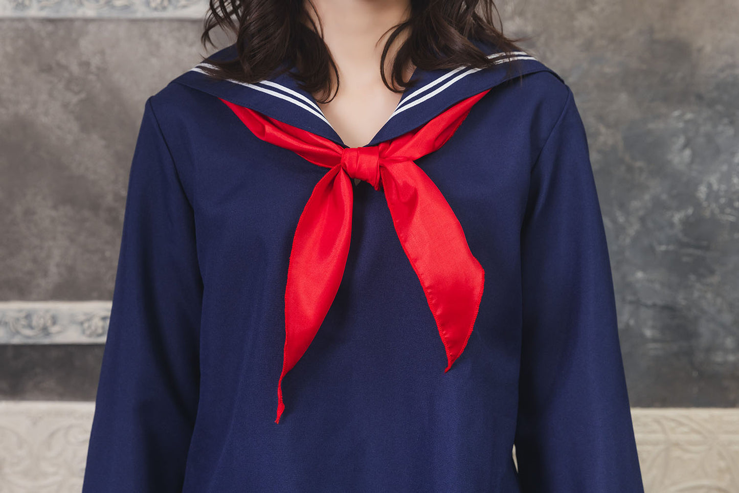 コスプレ 制服 セーラー ロング レディース フリーサイズ ネイビー【クリアストーン】