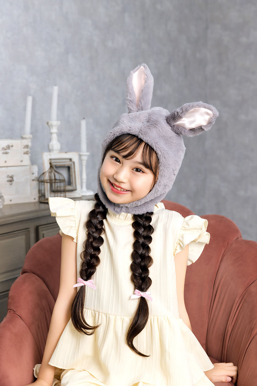 [New] コスプレ小物 かぶりもの アニマル うさぎ もふもふうさたん キッズ グレー【クリアストーン】