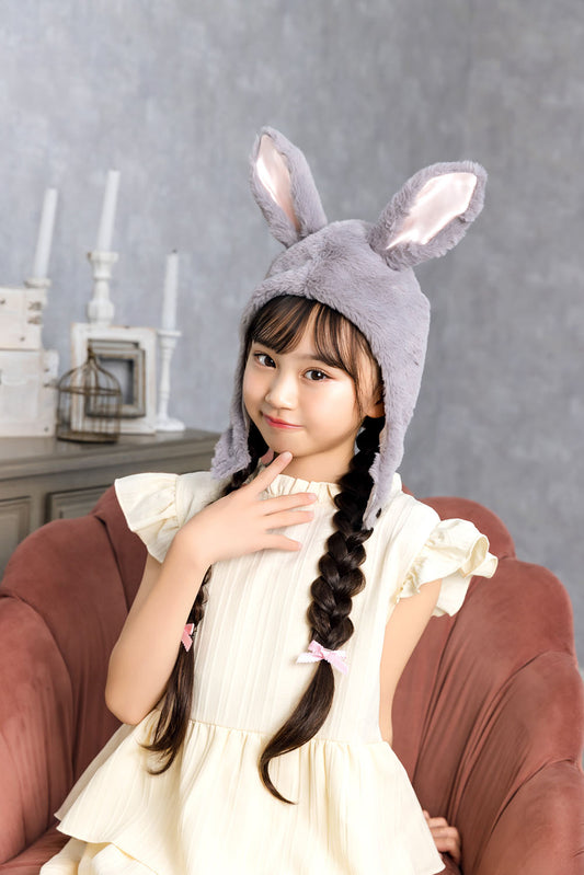 [New] コスプレ小物 かぶりもの アニマル うさぎ もふもふうさたん キッズ グレー【クリアストーン】