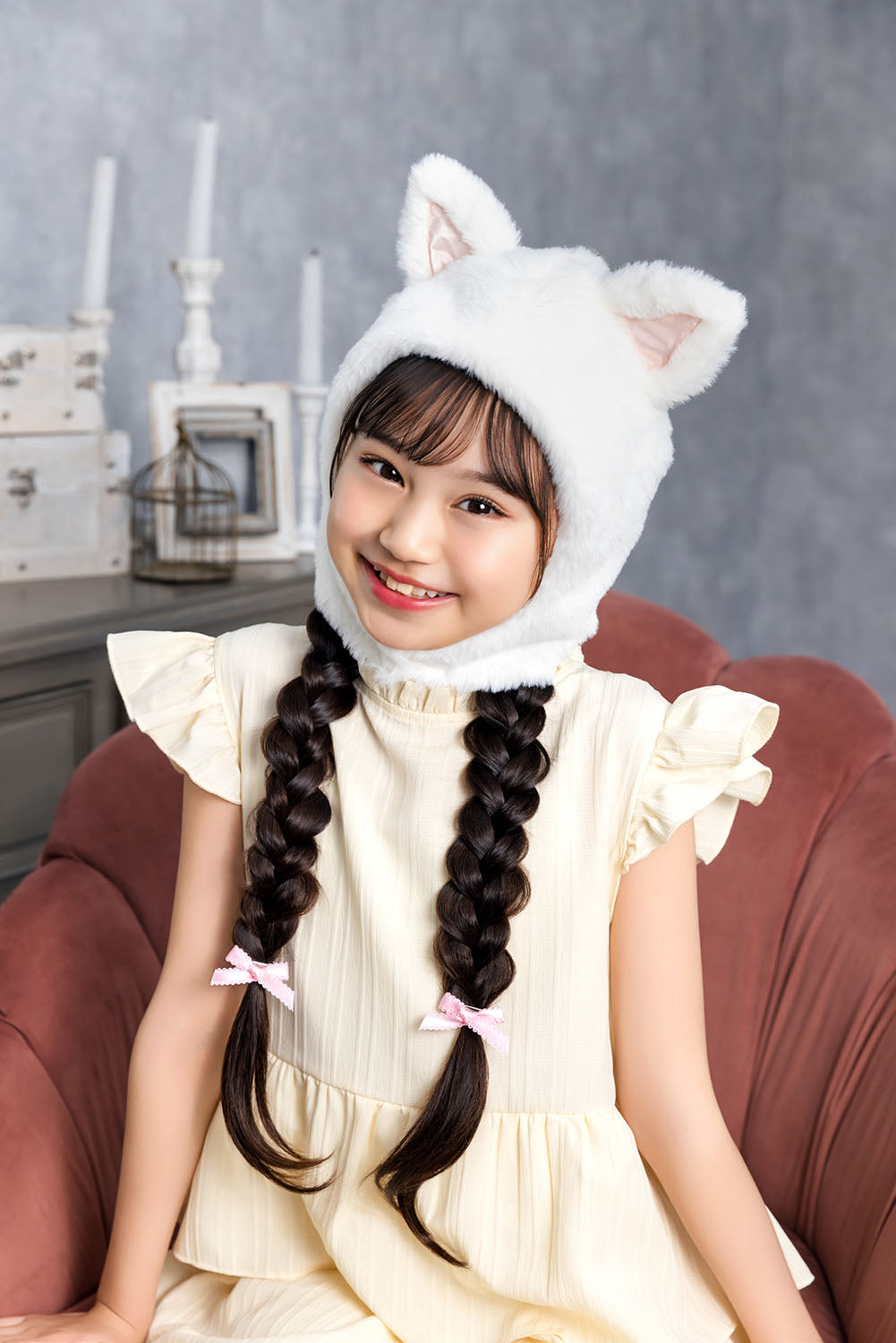 [New] コスプレ小物 かぶりもの アニマル ねこ もふもふねこたん キッズ ホワイト【クリアストーン】