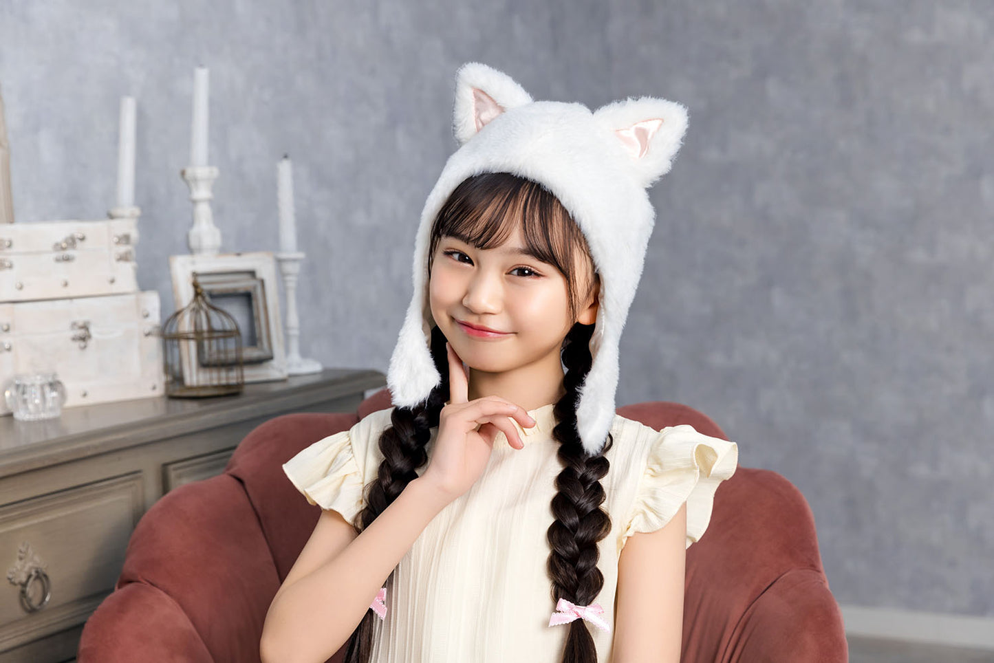 [New] コスプレ小物 かぶりもの アニマル ねこ もふもふねこたん キッズ ホワイト【クリアストーン】