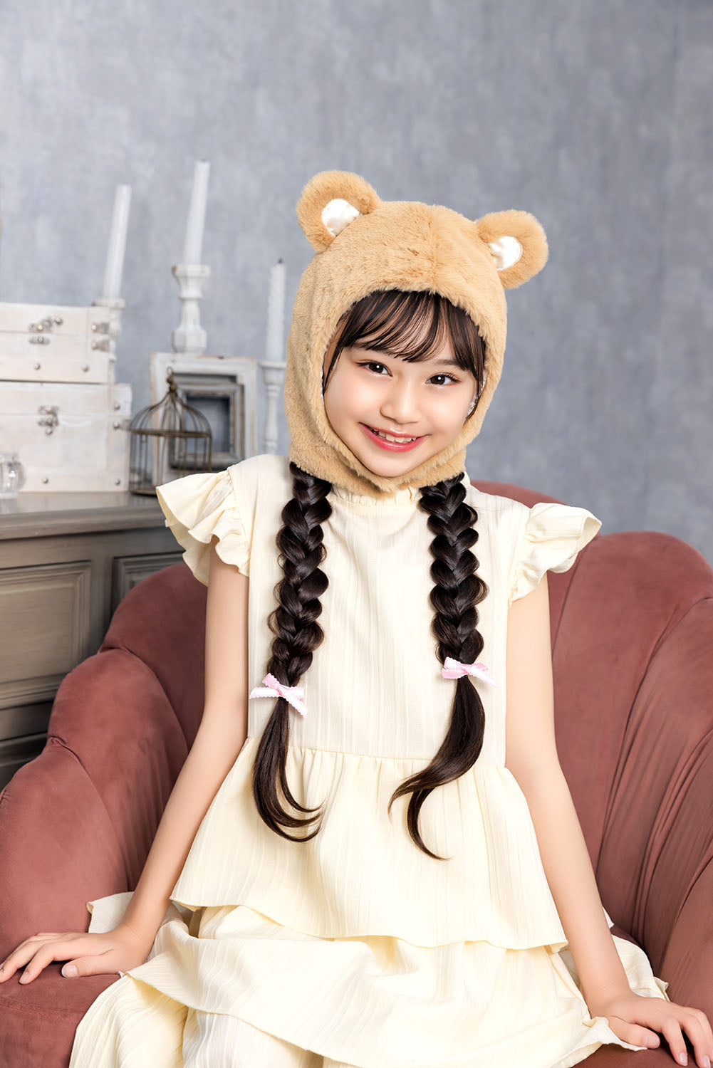 [New] コスプレ小物 かぶりもの アニマル ねこ もふもふくまたん キッズ ベージュ【クリアストーン】