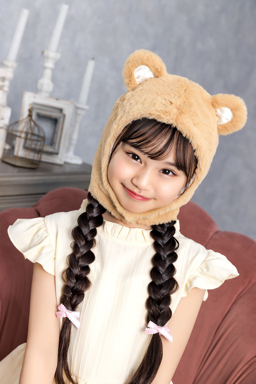 [New] コスプレ小物 かぶりもの アニマル ねこ もふもふくまたん キッズ ベージュ【クリアストーン】