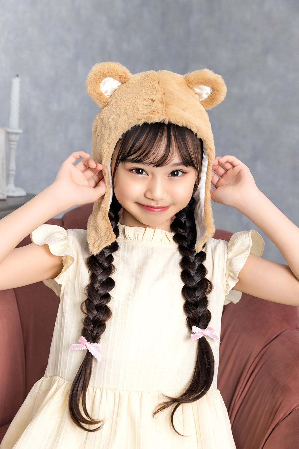 [New] コスプレ小物 かぶりもの アニマル ねこ もふもふくまたん キッズ ベージュ【クリアストーン】