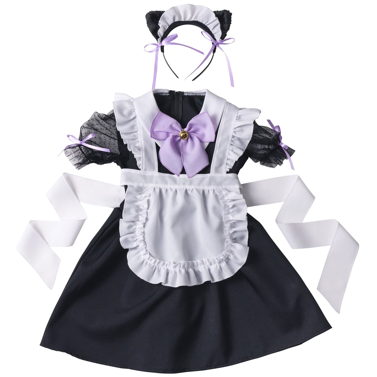 [New] コスプレ ハロウィン アニマル ねこ マオメイド キッズ 120cm/140cm ブラック【クリアストーン】