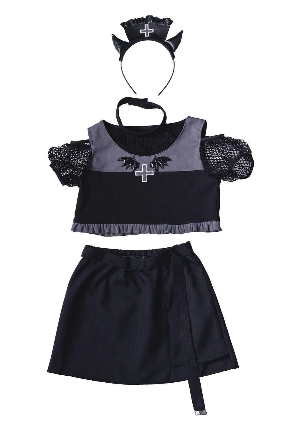 [New] コスプレ ハロウィン アニマル ねこ トキシックデビルナース キッズ 120cm/140cm ブラック【クリアストーン】