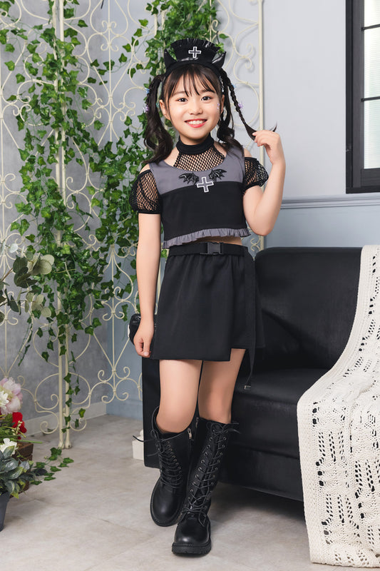 [New] コスプレ ハロウィン アニマル ねこ トキシックデビルナース キッズ 120cm/140cm ブラック【クリアストーン】