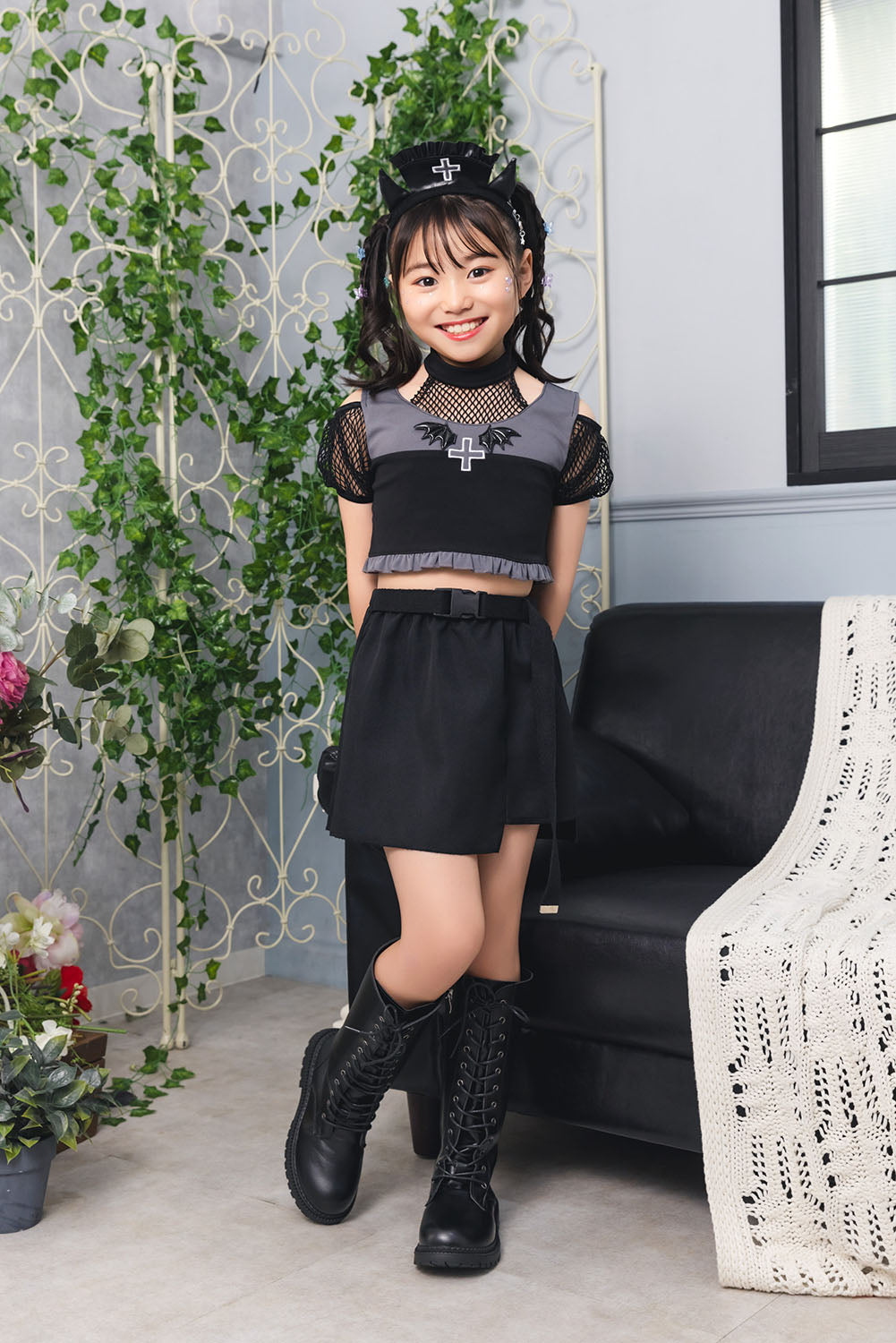 [New] コスプレ ハロウィン アニマル ねこ トキシックデビルナース キッズ 120cm/140cm ブラック【クリアストーン】