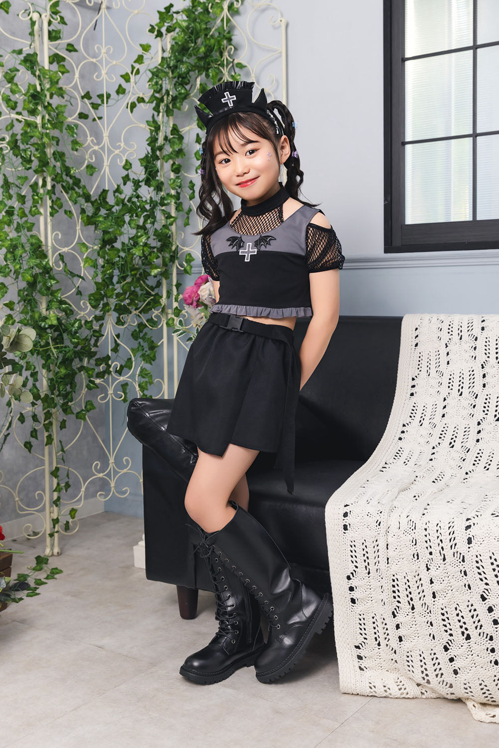 [New] コスプレ ハロウィン アニマル ねこ トキシックデビルナース キッズ 120cm/140cm ブラック【クリアストーン】