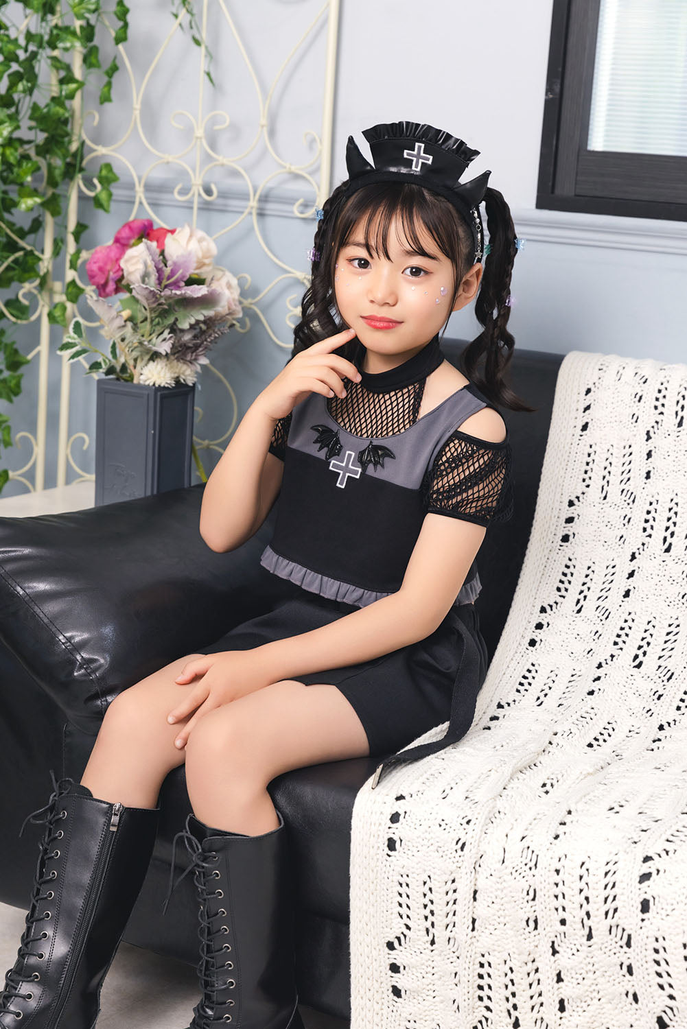 [New] コスプレ ハロウィン アニマル ねこ トキシックデビルナース キッズ 120cm/140cm ブラック【クリアストーン】