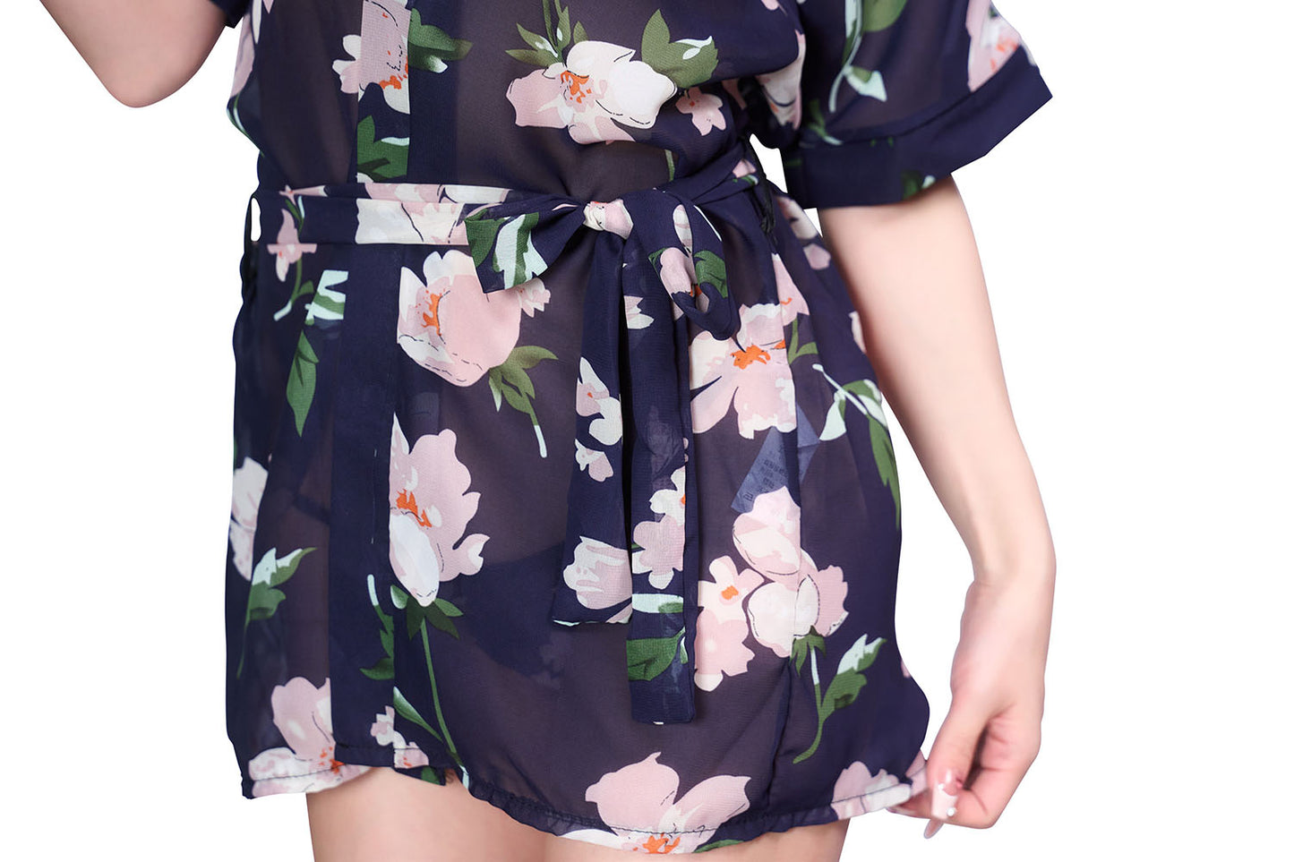 コスプレ 和風 セクシー 艶狐 花宵 レディース フリーサイズ ネイビー 【クリアストーン】