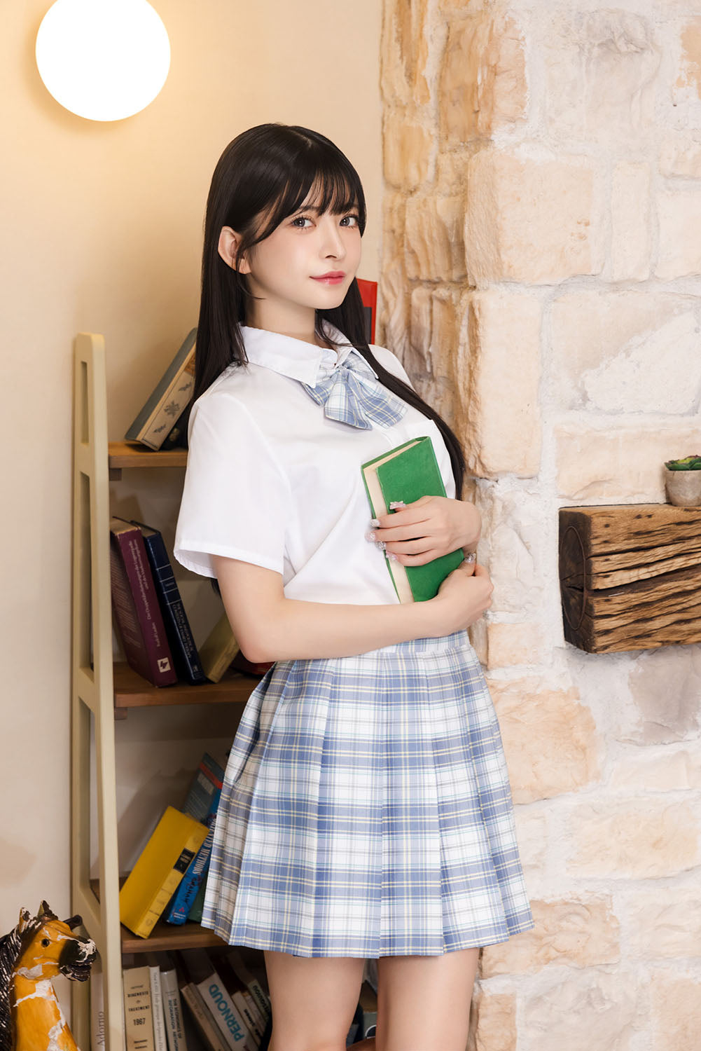 コスプレ 制服 シェリーズクローゼット チェックリボン制服 レディース フリーサイズ ブルー【クリアストーン】